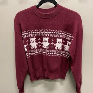 Arden B Burgundy Bear Pattern Sweater